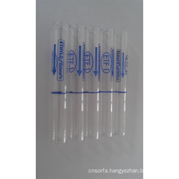 Clear Glass Tube with Blue Print